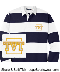 Sport-Tek Adult Classic Long Sleeve Rugby Polo (Navy/White) Design Zoom
